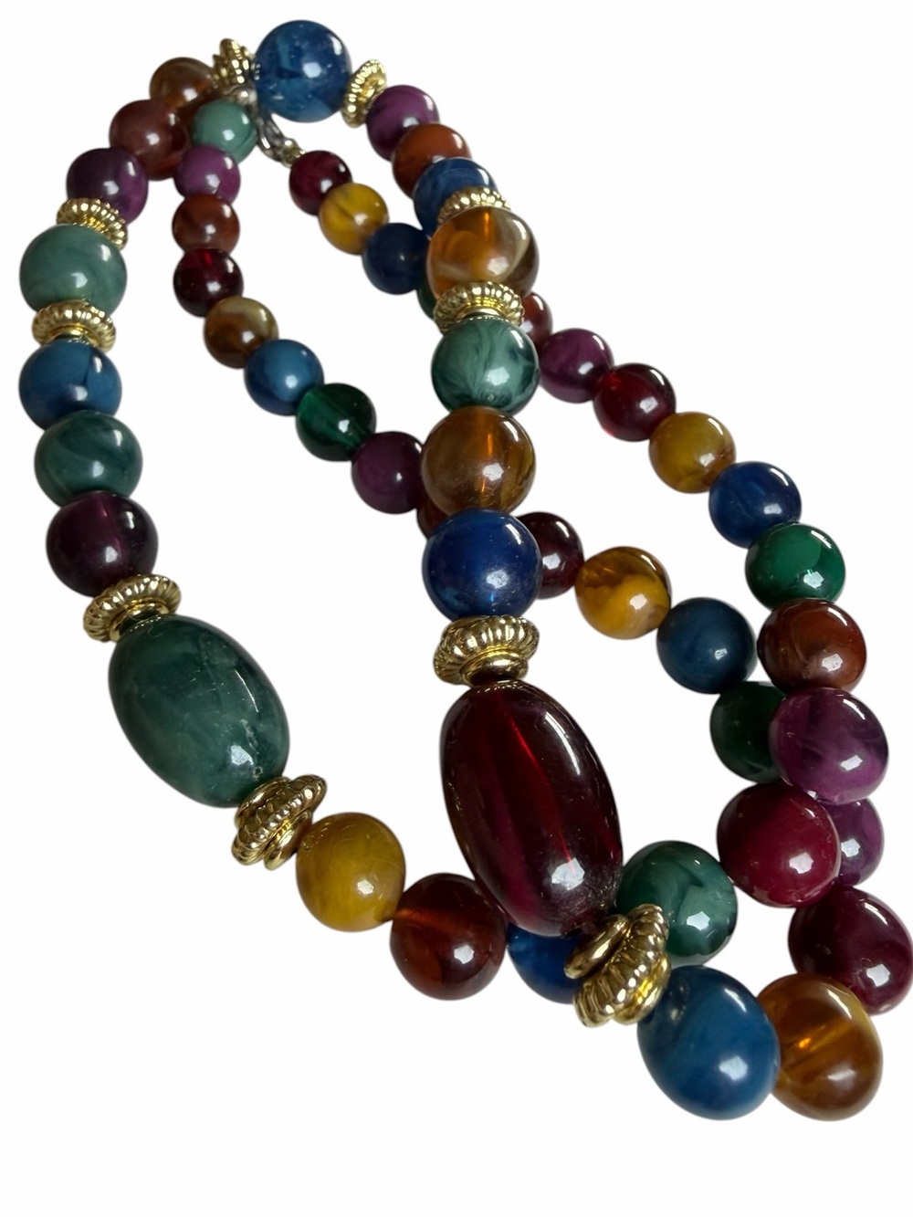 Vintage Multicolor Chunky Beaded Necklace 80s 90s Eclectic - Picture 3 of 5